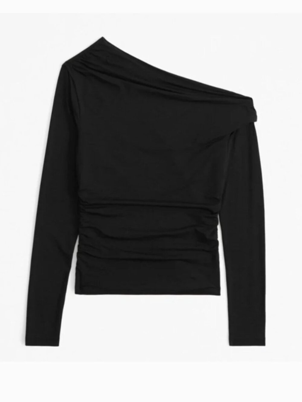 Abercrombie & Fitch Black Off Shoulder Ruched Draped Modal Top M